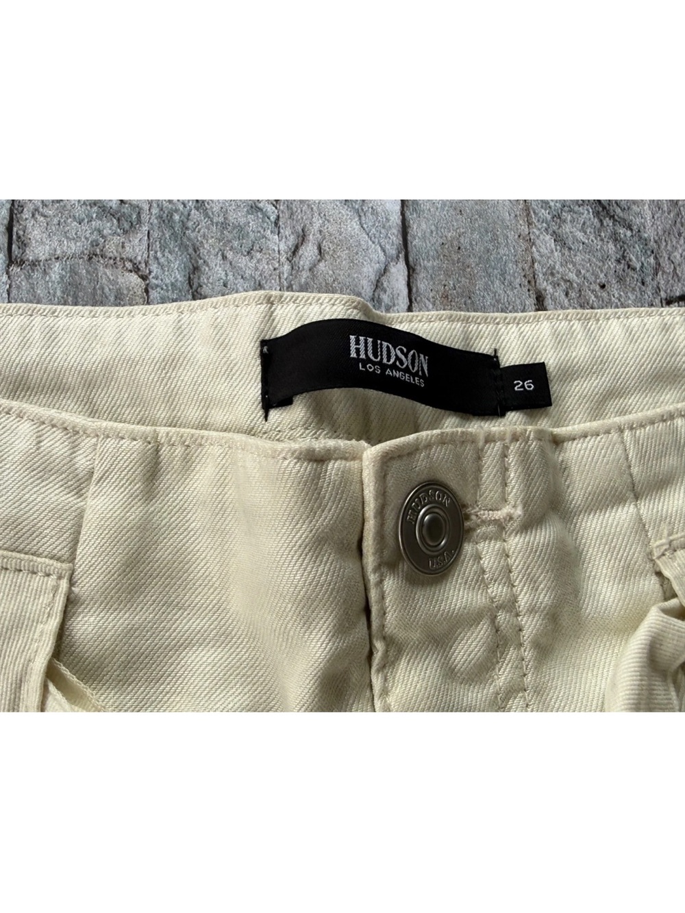 Hudson Paperbag Linen Shorts Women Sz 26 Ivory/Cream - Picture 4 of 5